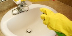 disinfecting the bathroom sink
